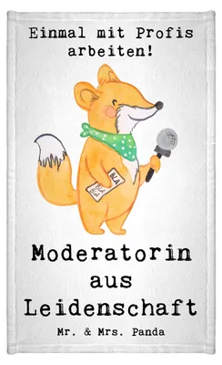 Produktbild von Mr. & Mrs. Panda Handtuch Moderatorin Leidenschaft - Weiß - Geschenk, Gästehandtuch 30x50, Klein, Frotteetuch, baumwolle, Frotteehandtuch