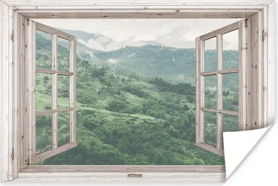Produktbild von MuchoWow® Poster Aussicht - Berg - Holz 120x80 cm - Bilder