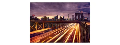 Produktbild von Muralo Fototapete Stadt NY 90 (B) x 60 (H) cm Vlies Tapete Wandtapete New York Nacht Brücke Wohnzimmer Schlafzimmer moderne Wandbild Architektur Wand Dekoration