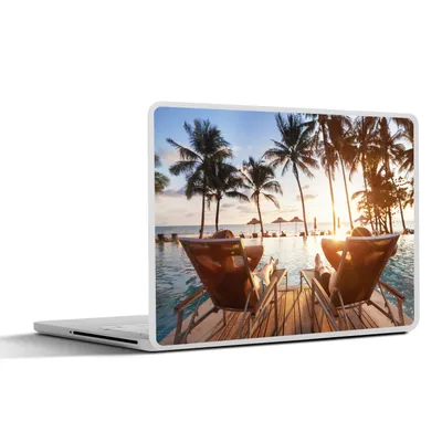 Produktbild von MuchoWow® Laptop Aufkleber Sticker Cover Strand - Meer - Palme 36.5x27.5 cm - Laptop-Sticker