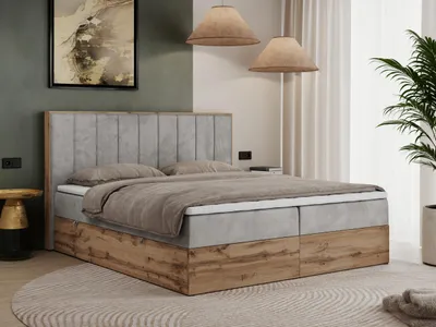 Obrázek produktu pro Kontinentální poste Boxspring s úložným prostorem BELLISSIMO 7-zónovou matrací - 160x200 cm - Multipocket H3 | Světle šedá Samet - Topper T25