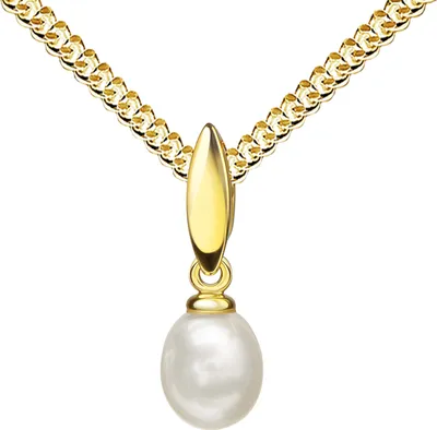 Produktbild von Schmuckanhänger Perlen Anhänger Gold 585 - 14 Karat Süßwasserperlen Design-Damenschmuck Mit Halskette - Kettenlänge 36 cm.