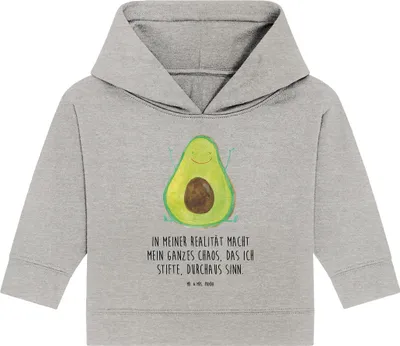 Produktbild von Mr. & Mrs. Panda Organic Baby Hoodie Avocado Glücklich 24. - 36. Monat - Heather Grey - Geschenk, Chaos, Kapuzensweatshirt, Verrückt, Kapuzenshirt, Chaotisch