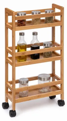 Servierwagen aus Bambus, 3 Ebenen, 74,5 cm, platzsparend