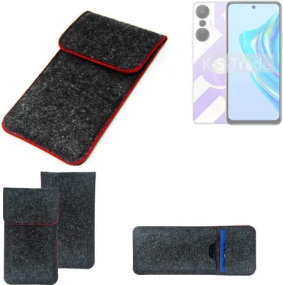 Produktbild von K-S-Trade Handy Schutz Hülle kompatibel mit Infinix Hot 20S Schutzhülle Handyhülle Filztasche Pouch Tasche Case Sleeve Filzhülle dunkelgrau roter