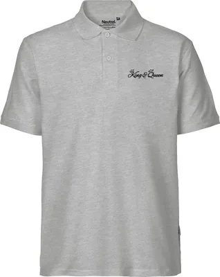 Produktbild von Huuraa Herren Polo Shirt King & Queen Krone L Sport Grey Bio Baumwolle Fairtrade Poloshirt Geschenkidee