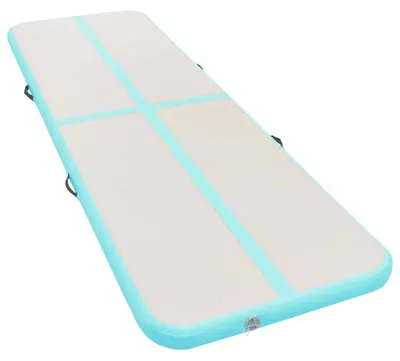 Produktbild von Aufblasbare Turnmatte - Balance Beam - 600x100x10 cm Airtrack - Mit Pumpe - PVC Trainingsmatte für Gymnastik - Armeegrün