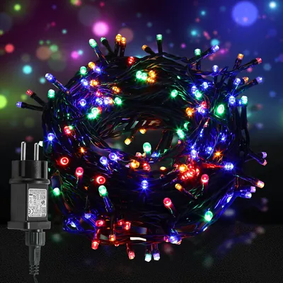 Image de Guirlande lumineuse LED Eikuavons, 100 mètres, 1000 LED, 8 modes avec fonction mémoire, idéale pour Noël, les fêtes, le jardin. Effet scintillant en forme d'étoiles, décoration colorée