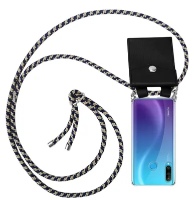 Produktbild von Cadorabo Schutzhülle für Huawei P30 LITE Hülle in Blau Handy Kette Kordel abnehmbares Etui
