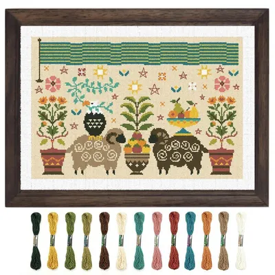 Produktbild von 11CT Kreuzstich Set Vorgedruckt Bastelset Mit Stickanleitung Volksmalerei Wandbehang 35x50 cm