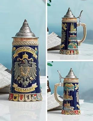 Imagen del producto de Elzusha - Jarra de cerveza de cerámica con diseño alemán y tapa