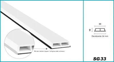 Zdjęcie produktu dla Listwy PVC białe, 1-2 m - uszczelki miękkie, szare i czarne, samoprzylepne - HJ