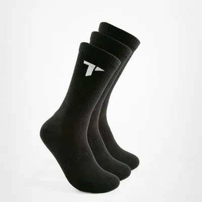 Produktbild von TRYIT 3 Paar Sportsocken | 47-50 | Baumwolle & recyceltes Polyamid | warme & bequeme Sport-Socken für Damen & Herren | Schwarz