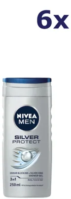 Produktbild von 6x Nivea Douchegel Men – Silver Protect 250 ml