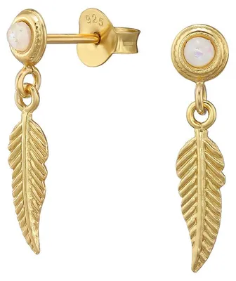 Produktbild von Ohrstecker Feder: Opal Ohrringe gold