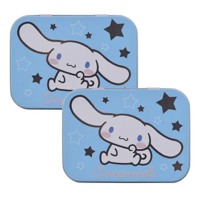 Produktbild von 2x Home-Flair Cinnamoroll Silber Kinder Pflaster-Box mit 24 bunten Motiv-Pflastern in Metalldose – Hautfreundlich & Wasserabweisend