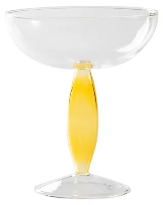 Produktbild von Dorici 4er-Set mundgeblasene Borosilikatglasbecher, transparent und goldgelb, modernes Design, klassisch inspiriert, elegante Tischdekoration