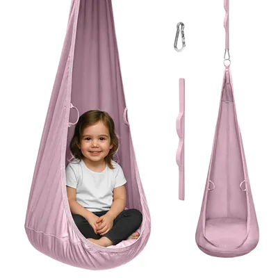 Produktbild von MAMOI® Hängesessel aus Velvet-Stoff mit Kissen und Verlängerungsgurt, eleganter Hängesitz für den Innenbereich
