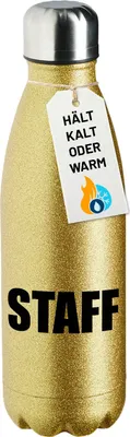 Produktbild von Huuraa Trinkflasche Staff Schriftzug 500ml Gold Edelstahl Wasserflasche Trinkflasche Geschenkidee