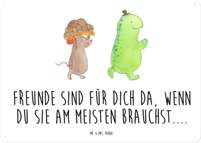 Produktbild von Mr. & Mrs. Panda tafel Schildkröte Maus DIN A4 - Weiß - Geschenk, wandtafel, Blechschild, Hilfe, Wandbild, Schild, glücklich, Dekoschild Metall