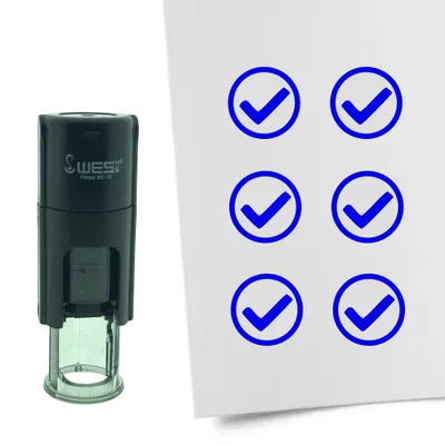 Obrázek produktu pro Zaškrtávací políčko CombiCraft Stamp Zaškrtávací značka / OK 10mm kulatý - modrý inkoust