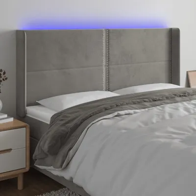 Produktbild von "Rabatt" LED Kopfteil modern - Kopfteil für Bett - Hellgrau 203x16x118/128 cm Samt - Kopfteile CC4931