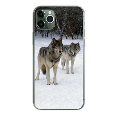 Produktbild von MuchoWow® Handyhülle Schutzhülle Hülle für iPhone 11 Pro Max Wolf - Schnee - Kanada Silikon Softcase Handy Hülle - Schutz