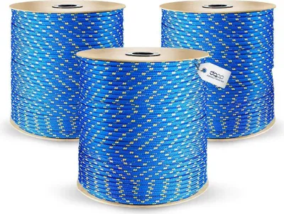 Obrázok produktu pre 100 m POLYPROPYLÉNOVÉ LANO 6 mm MODRÉ Polypropylénové lano nosnosť do 420 kg PP lano opletené textilné lano šnúra kotviace lano plastové lano poly lano opletené4