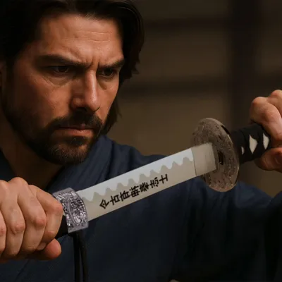 Immagine prodotto di Spada decorativa Katana Samurai in legno 103 cm con fodero e supporto - Spada decorativa in bambù ispirata a "L'ultimo Samurai" - Fatta a mano, iscrizione Bushido, idea regalo JT10319