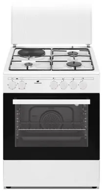 Produktbild von CONTINENTAL EDISON CECM60FCW Standherd Mischherd 3 Gasbrenner + 1 Elektrokochplatte, 60-l-Elektrobackofen mit 4 Heizarten, Weiß