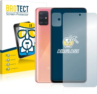 Produktbild von BROTECT Schutzglas für Samsung Galaxy A51 (Display+Kamera) Schutzfolie Panzer Folie Glas Display Schutz klar