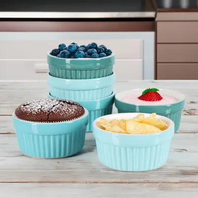 Produktbild von Soufflé-Förmchen, Crème brûlée-Schälchen aus Keramik, ofenfeste Förmchen, Dessertförmchen für beispielsweise Pastetchen