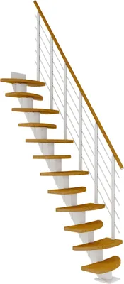 Produktbild von Dolle Mittelholmtreppe Berlin Eiche, geölt 64 cm breit für Geschosshöhen 259 – 315 cm UK Metall Weiß inkl. einseitigem Designgeländer