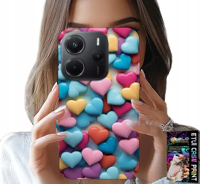 Zdjęcie produktu dla Etui Do Xiaomi Note 14 4G - Kolorowe Serca Możliwość Personalizacji