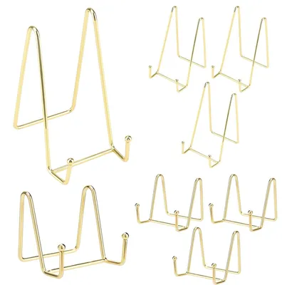 Produktbild von JEUIHAU 8 Stück Staffelei Metall Gold, 8 cm und 15 cm Eisen Staffelei Ständer Plattenhalter Dekorativer Bilderrahmen Ständer Unterstützung für Bilder, Teller, Kochbuch, Kunstwerke