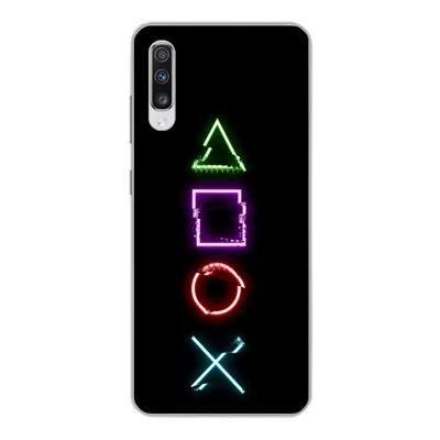 Produktbild von MuchoWow® Handyhülle Schutzhülle Hülle für Samsung Galaxy A70 Spiele - Controller - Neon Silikon Softcase Handy Hülle - Schutzhaube
