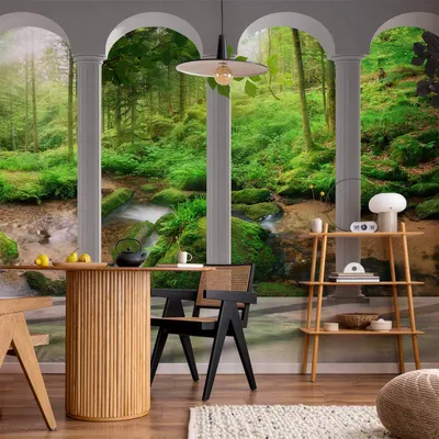 Produktbild von Vlies Fototapete - Pillars and Forest 150x105 cm Landschaften c-C-0187-a-a