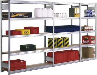 Produktbild von Weitspannregal FALKE | Medium-Duty | Grundregal | HxBxT 250x88x40cm | 6 Ebenen | Fachlast 250kg | Verzinkt