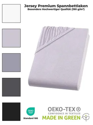 Produktbild von Premium Spannbettlaken 180-200x200-220 cm für Boxspringbett & Wasserbett aus Baumwolle-Elasthan – hautsympathisch, elastisch & pflegeleicht – Steghöhe 40 cm – Silber