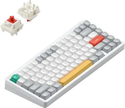 Produktbild von NuPhy Halo75 V2 IO Series Mechanische Gaming-Tastatur Bluetooth/2.4GHz/USB-C - QWERTY US, Ionic White / Red Max