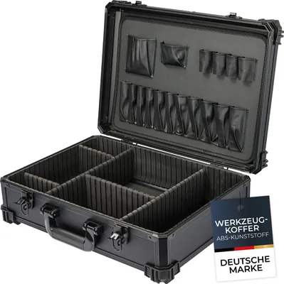 Produktbild von HMF Werkzeugkoffer leer, Werkzeugkasten groß mit individueller Fachaufteilung | 46 x 33 x 15 cm