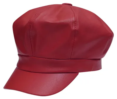 Produktbild von Ballonmütze im Retro-Stil – Achteckige Mütze – Aus Kunstleder – Verstellbar – Größe 56-58 cm – Sehr leicht, 90 g