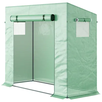 Imagen del producto de Invernadero de plástico con puerta enrollable y ventanas laterales - Invernadero para cultivo | Color: Verde | Dimensiones: 76 x 200 x 168 cm