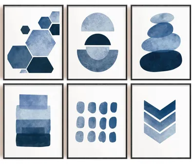 Produktbild von Abstrakte Wandkunstdrucke - Set mit 6 Aquarellbildern - Dekoration für Wohnzimmer Schlafzimmer und Esszimmer - 20,3 x 25,4 cm