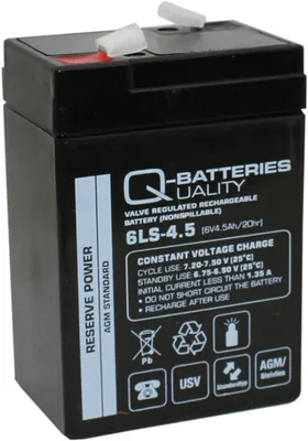 A black rechargeable battery with white text and symbols on a white background.