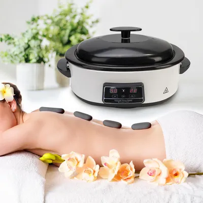 Produktbild von Hot Stone Massage Set mit digitaler Temperaturkontrolle – 23 Natursteine, Wärmegerät für entspannende Wellness-Momente