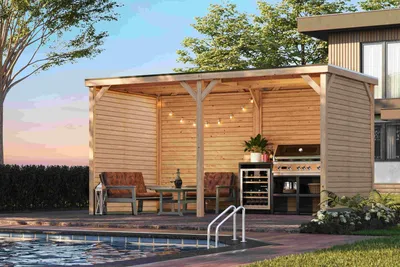 Produktbild von Karibu Holzpavillon Grillpavillon Grillküchenunterstand Mülltonnenunterstand Fahrradunterstand COBUS 453x231x243cm