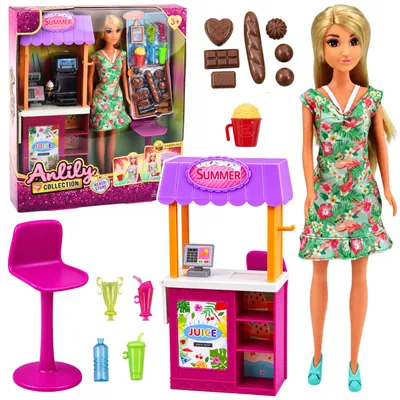 Productafbeelding van Anlily poppenverkoopster met accessoireset voor drankjes en snacks