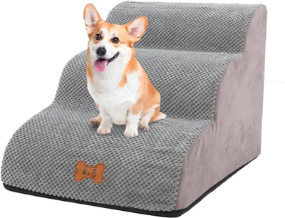 Produktbild von Hundetreppe 3 Stufen, 40 cm, für Bett, Schaumstoff, rutschfest