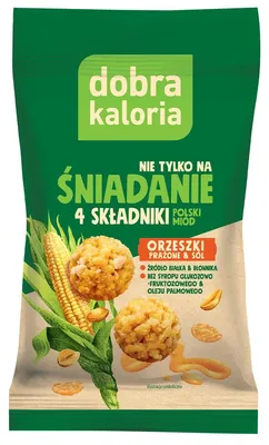 Zdjęcie produktu dla Dobra Kaloria Kulki Śniadaniowe Prażone Orzeszki & Sól Z Miodem Bez Laktozy 32 G